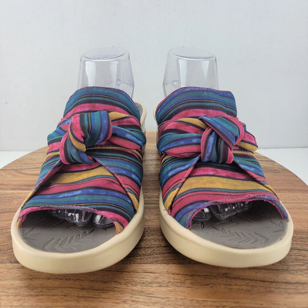 Bzees Womens Size 10 Blue Pink 10 Smile Slide Wedge Comfort Sandals - Picture 3 of 8